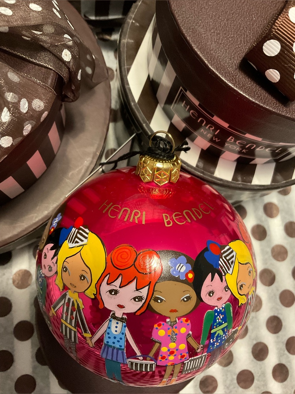 Rare Henri Bendel Joy to the World Bendel Dolls Ornament with Tag & Original Box - Picture 3 of 16
